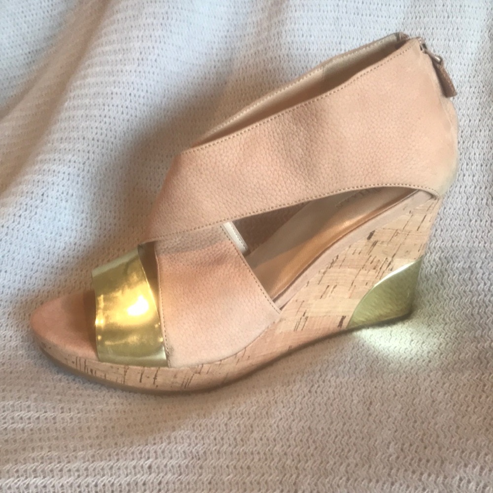 Cole Haan Wedges, Cork with Gold Accents, Size 9
